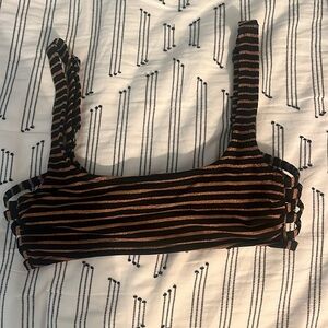 Target Women’s XS Bathing Suit Top Glittery Orange and Black Striped